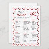 Red Bow Baby Shower - Editable Name, 5x7 Invitatio 招待状 (正面/裏面)