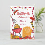 Red Bow Backyard BabyQ Baby Shower 招待状 (スタンド正面)