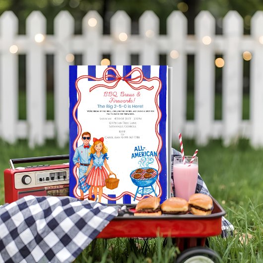 Red Bow BBQ, Brews, Fireworks 4th of July 招待状