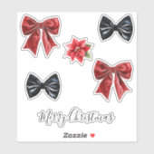 Red Bow Black Bow Tie Christmas シール (シート)