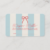 Red Bow & Blue Stripes Baby Diaper Raffle Ticket エンクロージャーカード (正面)