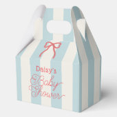 Red Bow & Blue Stripes Baby Shower フェイバーボックス (正面)