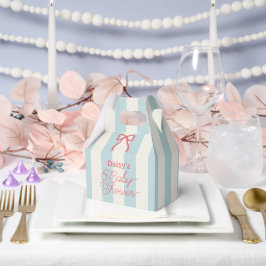 Red Bow & Blue Stripes Baby Shower フェイバーボックス