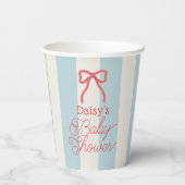 Red Bow & Blue Stripes Baby Shower 紙コップ (裏面)