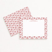 Red Bow Border Valentine's Day Note Card 招待状
