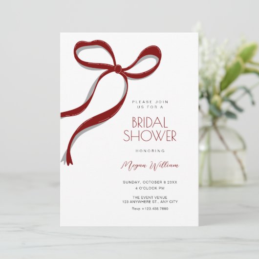 Red bow bridal shower 招待状 (スタンド正面)