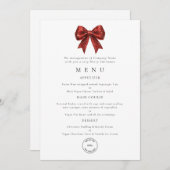 Red Bow Business Logo Christmas Party Menu Card 招待状 (正面/裏面)