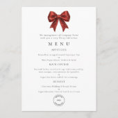 Red Bow Business Logo Christmas Party Menu Card 招待状 (正面)
