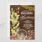 Red Bow Cactus Wild West Holiday Hoedown 招待状 (正面)