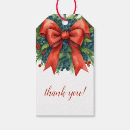 Red Bow Christmas Baby Shower ギフトタグ