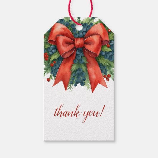 Red Bow Christmas Baby Shower ギフトタグ (正面)