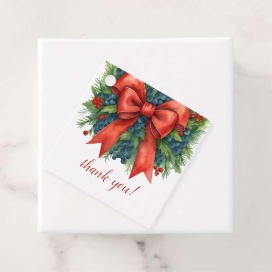 Red Bow Christmas Baby Shower フェイバータグ (インサイチュ)