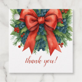 Red Bow Christmas Baby Shower フェイバータグ