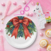 Red Bow Christmas Baby Shower ペーパープレート (パーティー)