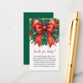 Red Bow Christmas Baby Shower Books For Baby  エンクロージャーカード