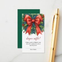 Red Bow Christmas Baby Shower Diaper Raffle