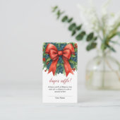 Red Bow Christmas Baby Shower Diaper Raffle エンクロージャーカード (スタンド正面)