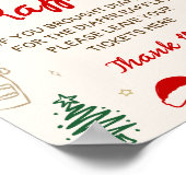 Red Bow Christmas Baby Shower Diaper Raffle  ポスター (角)