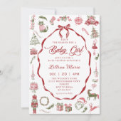 Red Bow Christmas Baby Shower Invitation 招待状 (正面)