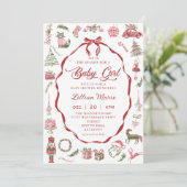 Red Bow Christmas Baby Shower Invitation 招待状 (スタンド正面)