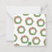 Red Bow Christmas Boxwood Wreath ノートカード (裏面)