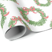 Red Bow Christmas Boxwood Wreath ラッピングペーパー (ロールコーナー)
