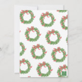 Red Bow Christmas Boxwood Wreath Party 招待状 (裏面)