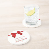 Red Bow Christmas Ceramic  コースター (側面)