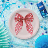 Red Bow Christmas Paper Plates ペーパープレート (パーティー)