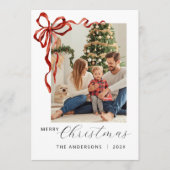 Red Bow Christmas Photo シーズンカード (正面)