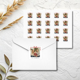 Red Bow Christmas Photo スクエアシール