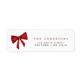 Red Bow Christmas Return Address Label Holiday  ラベル