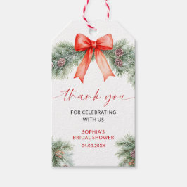 Red Bow Christmas Shower Favor Gift Tag ギフトタグ