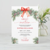 Red Bow Christmas Sweet 16 Birthday Invitation 招待状 (スタンド正面)