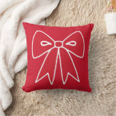 Red Bow Christmas Throw Pillow クッション (ブランケット)