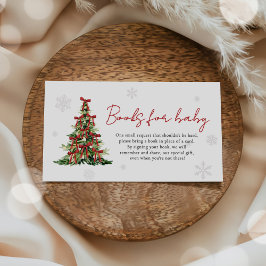 Red Bow Christmas Tree Books for Baby Baby Shower エンクロージャーカード