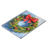 Red Bow Christmas Wreath | Watercolor ノートブック (左側)