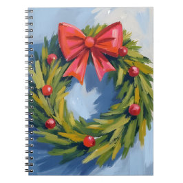 Red Bow Christmas Wreath | Watercolor ノートブック