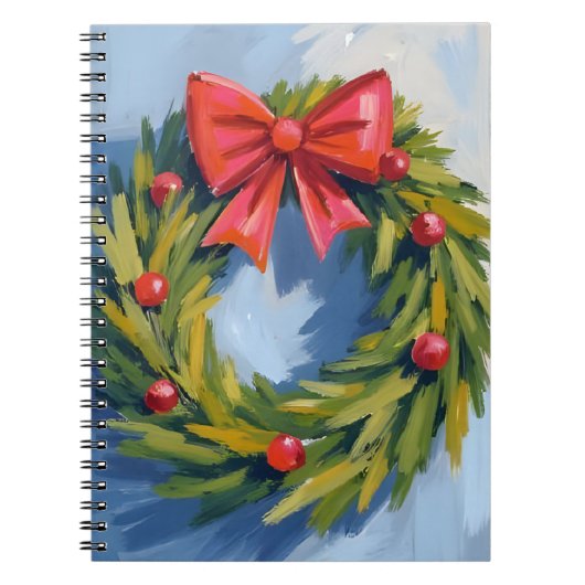 Red Bow Christmas Wreath | Watercolor ノートブック (正面)