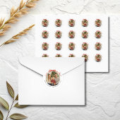 Red Bow Circle Christmas Photo ラウンドシール