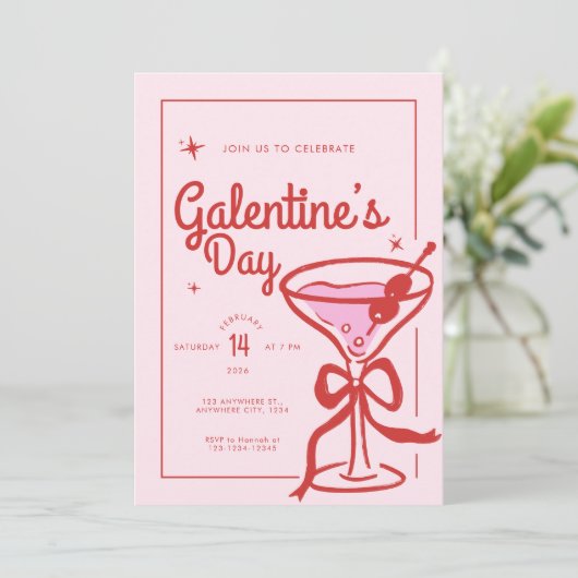 Red Bow Cocktail Galentine's Day 招待状 (スタンド正面)