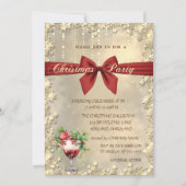  Red Bow Cocktail Poinsettia Christmas Corporated  招待状 (正面)