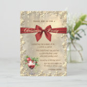  Red Bow Cocktail Poinsettia Christmas Corporated  招待状 (スタンド正面)