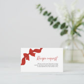 Red Bow Coquette Bridal Shower Recipe Request エンクロージャーカード (スタンド正面)