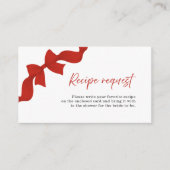 Red Bow Coquette Bridal Shower Recipe Request エンクロージャーカード (正面)