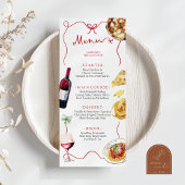 Red Bow Coquette Italian Bridal Shower Menu メニュー