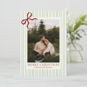 Red Bow Family Photo Christmas Holiday Card シーズンカード (スタンド正面)