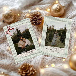 Red Bow Family Photo Christmas Holiday Card  シーズンカード