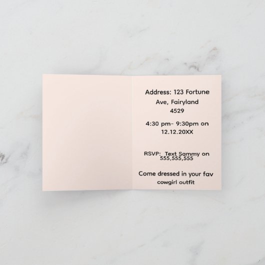 Red Bow Folded Party Invitation 招待状 (内部)