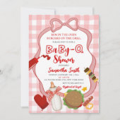 Red Bow Gingham  Babyq baby shower invitation 招待状 (正面)